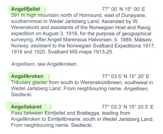 angellfjellet place names new